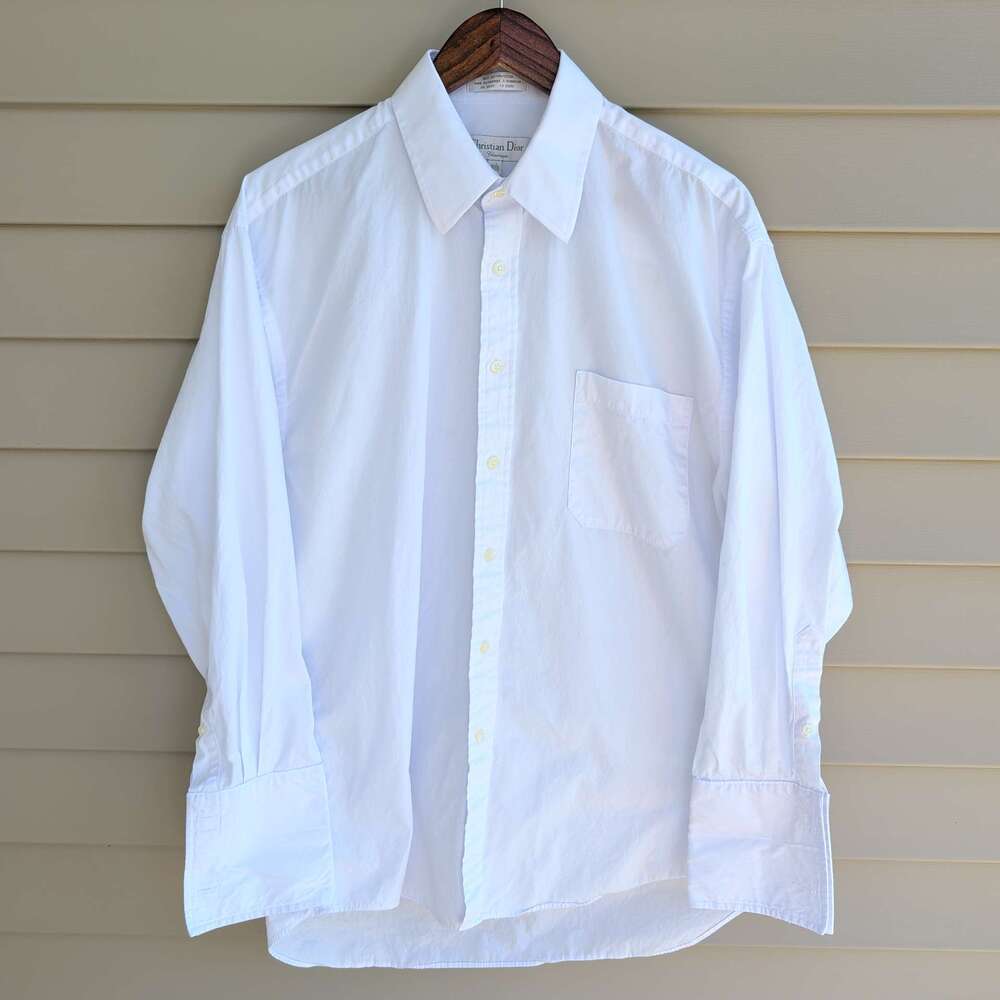 Christian Dior Chemise Mens 16.5 32/33 White Cotton Dress Shirt Vintage